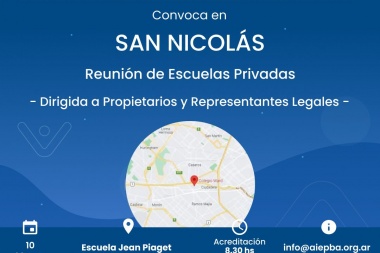 Propietarios y representantes legales de escuelas privadas de la región se reunirán en San Nicolas