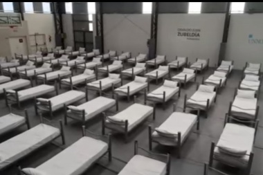 Terminaron de instalar el hospital de campaña en la secundaria de la Unnoba