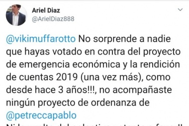 Duelo tuitero entre ex funcionario municipal y concejal del Frente de Todos