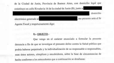 El gobierno de Junín presentó una denuncia por presuntos delitos contra la salud pública