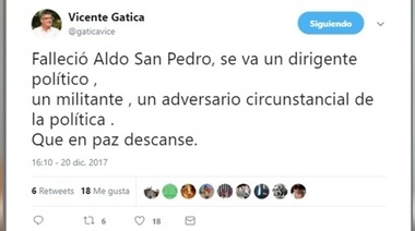 Gatica decretó dos días de duelo por la muerte de San Pedro