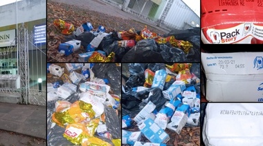 Denuncian que arrojaron mercadería vencida en la vereda de una dependencia municipal