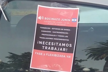Comerciantes realizaron un bocinazo en Junín reclamando flexibilizaciones para poder trabajar
