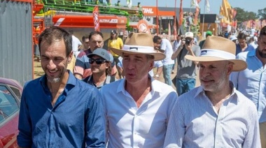 Petrecca de campaña con Larreta y Santilli en Expoagro