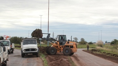 Comenzaron trabajos de mantenimiento en la rotonda de la Ruta 46